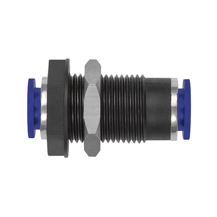 RIEGLER Straight push-in bulkhead connector »Blue Series«, M12x1.0