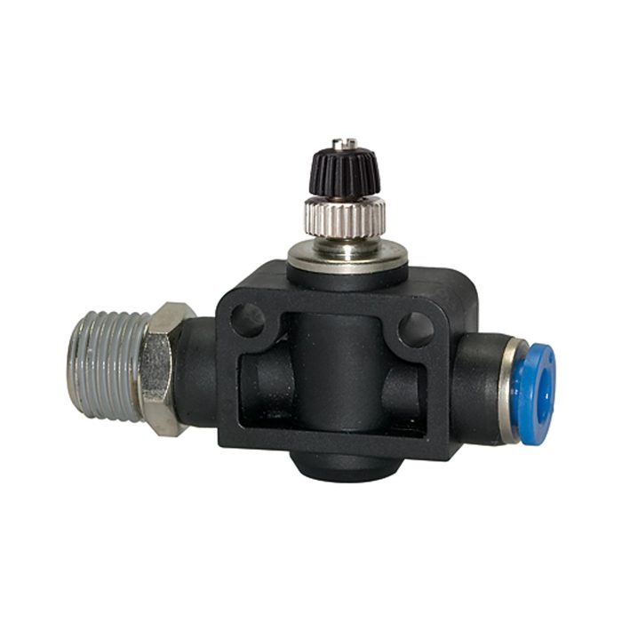 RIEGLER Drosselrückschlagventil »Blaue Serie«, gerade, R 3/8 a. G-S Ø12mm