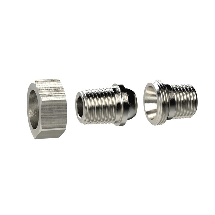 RIEGLER Lösb. Doppelgew.nippel, kon. dichtend R 1/4 a., R 3/8 a. MS vern.