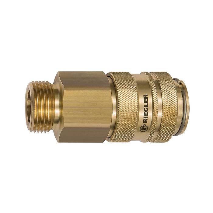 [141561] RIEGLER Schnellverschlusskupplung NW 19, Messing blank, G 3/4 AG