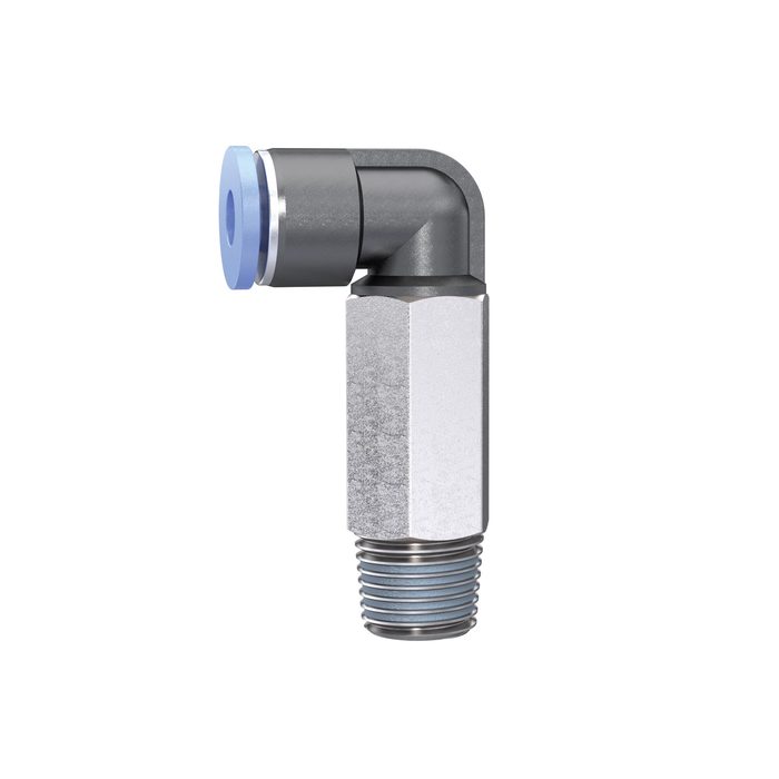 RIEGLER Push-in L-fitting »Blue Series« mini, Long, rotating, R 1/8