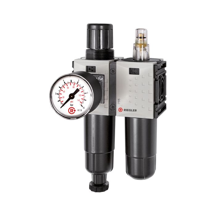 RIEGLER WE 2-tlg. »FUTURA-mini«, Metallbe., Stand.mano., G 1/4, 0,5-8, HA
