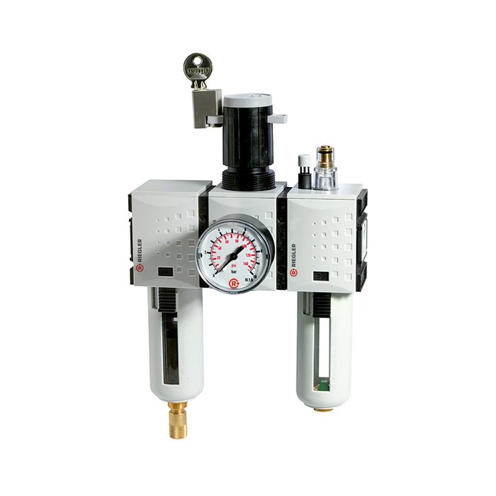 RIEGLER Service unit 3-part »FUTURA«, PC, Size 1, G 3/8, 0.5-16, Fully a.