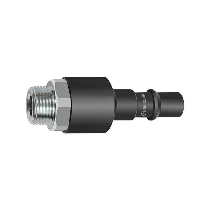 RIEGLER Nippel mit RSV für Kupplungen NW 11, ISO 6150 C, Stahl, G 1/2 AG