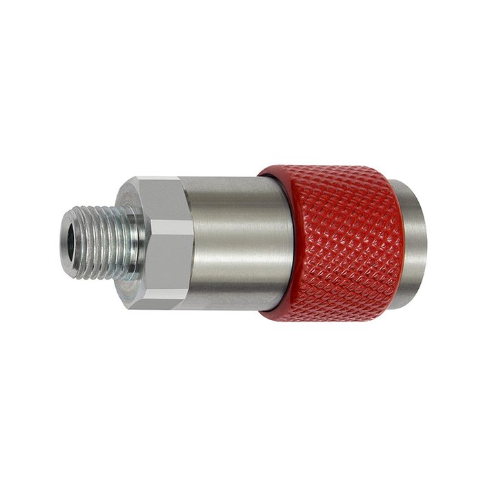 [141849] RIEGLER Unv. Dreh-Sicherheitskupplung NW 6, ISO 6150 C, G 1/4 AG, rot