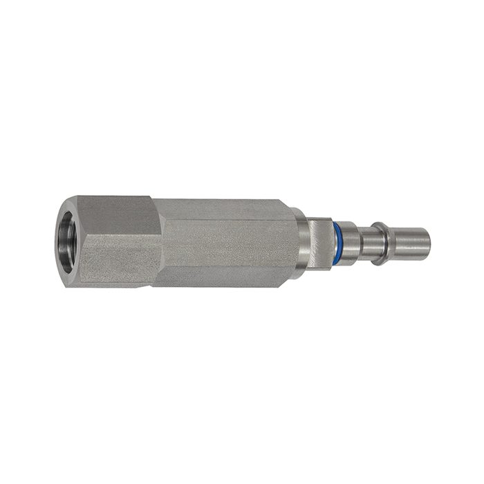 [141920] RIEGLER Captive nipple I.D. 6, ISO 6150 C, check valve, G 3/8 IT, blue