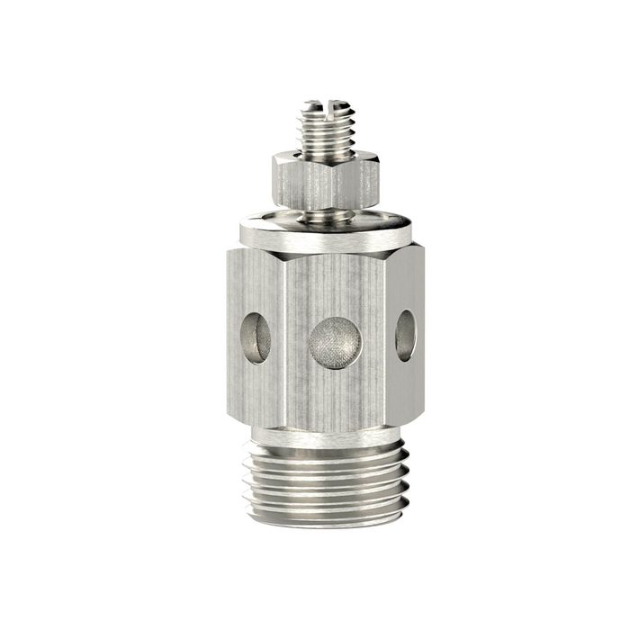 RIEGLER Schalldämpfer, Dämpferelement gesintert,ES-Gehäuse,einst.bar,G1/8