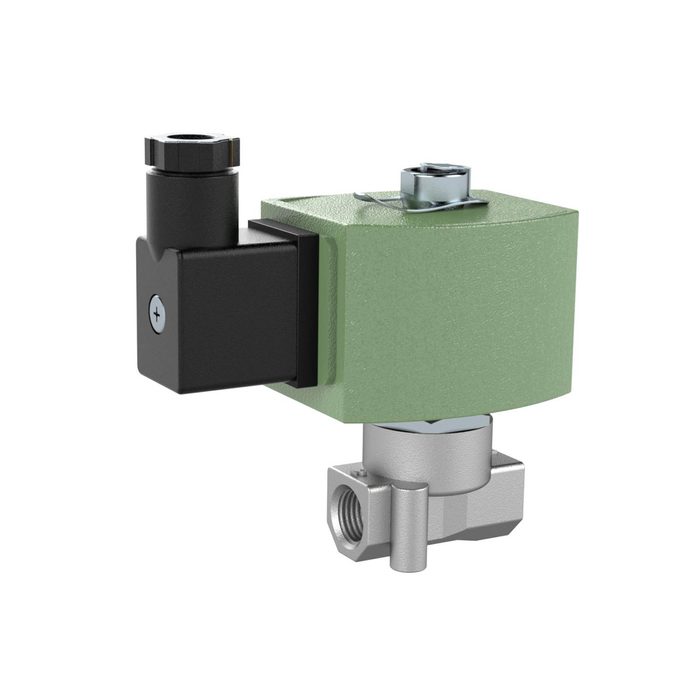 RIEGLER 3/2-way solenoid valve, Stainless steel, NC, 230 V AC, NBR, G 1/4