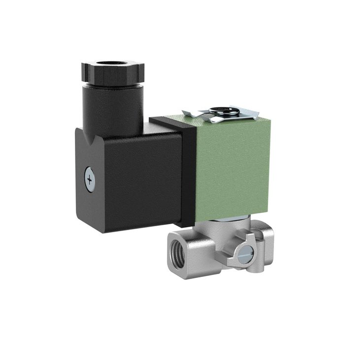 [158094] RIEGLER 3/2-way solenoid valve stainless steel, NC, 24 V DC, FPM, G 1/8