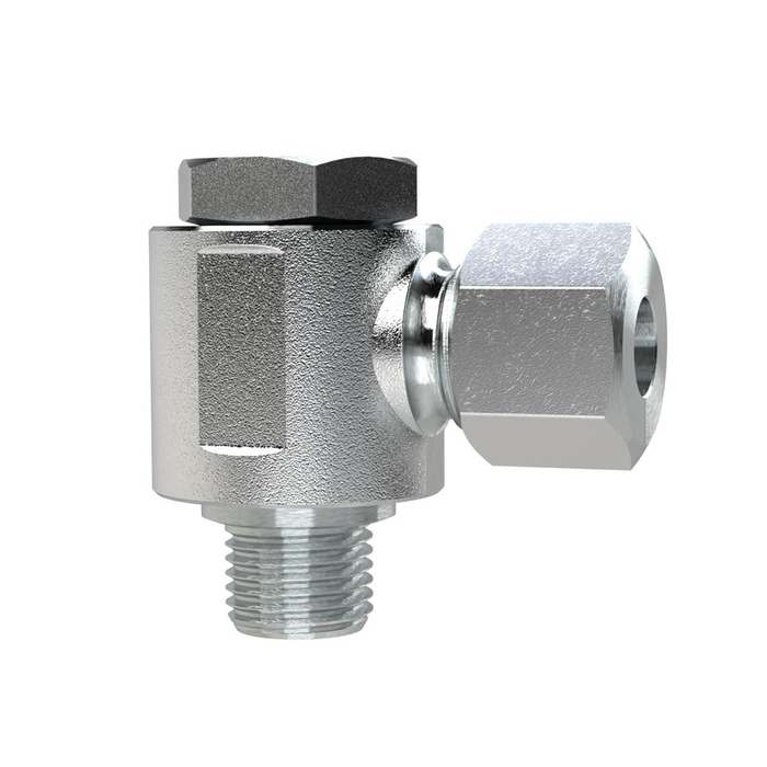 RIEGLER Pivoting angled fitting, M10x1.0 o., Pipe exterior Ø 6