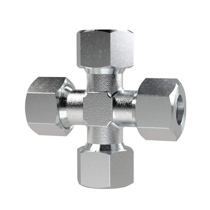 RIEGLER Cross fitting, Pipe exterior Ø16mm, galvanised steel