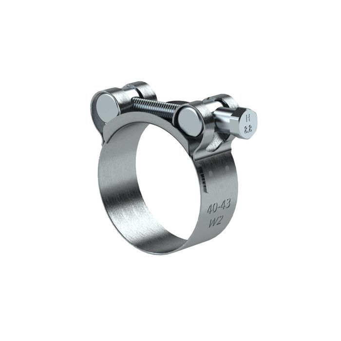 RIEGLER Gelenkbolzenschelle, Chromstahl 1.4016 (W2), 40 - 43 mm, 20 mm