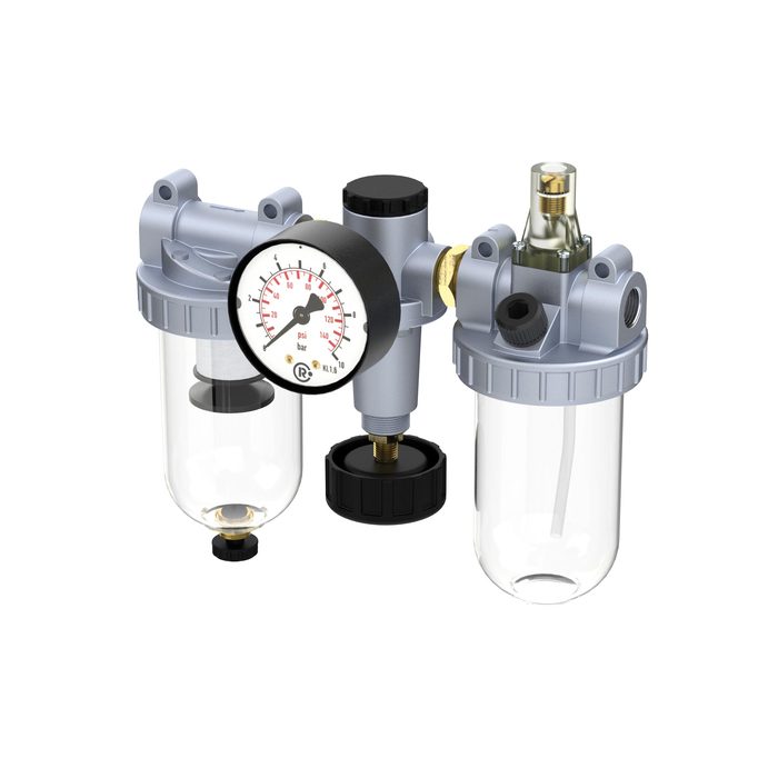 [206302] RIEGLER 3-piece "Standard" maintenance unit, with PC container, BG 2, G 3/8