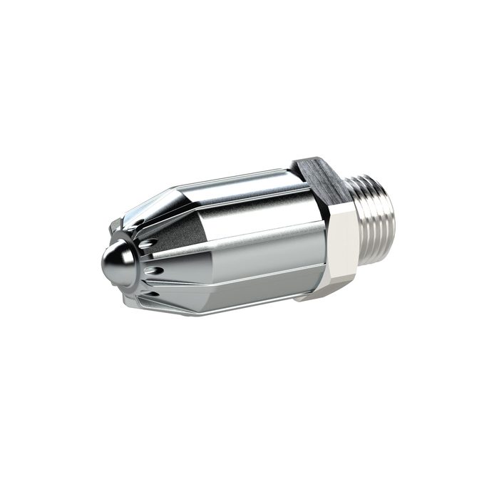 [129880] RIEGLER Low-noise round nozzle, M12x1.25, zinc, aluminum, nozzle outer diameter 17 mm