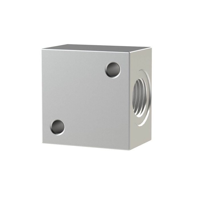 RIEGLER T-distributor, flange-mounted, G 1/4 aluminum, SW 20