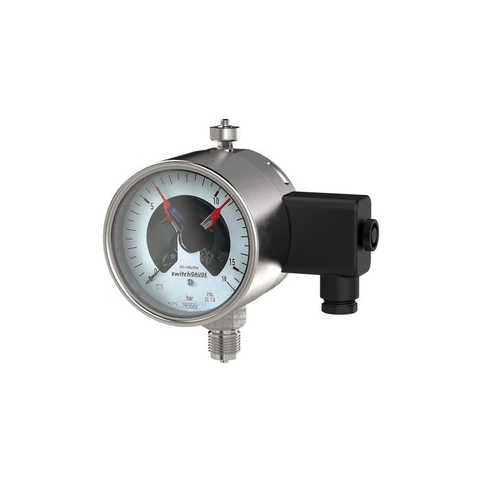 RIEGLER Kontaktmanometer, G 1/2 radial unten, Messber. 0-40,0 bar, Ø 100