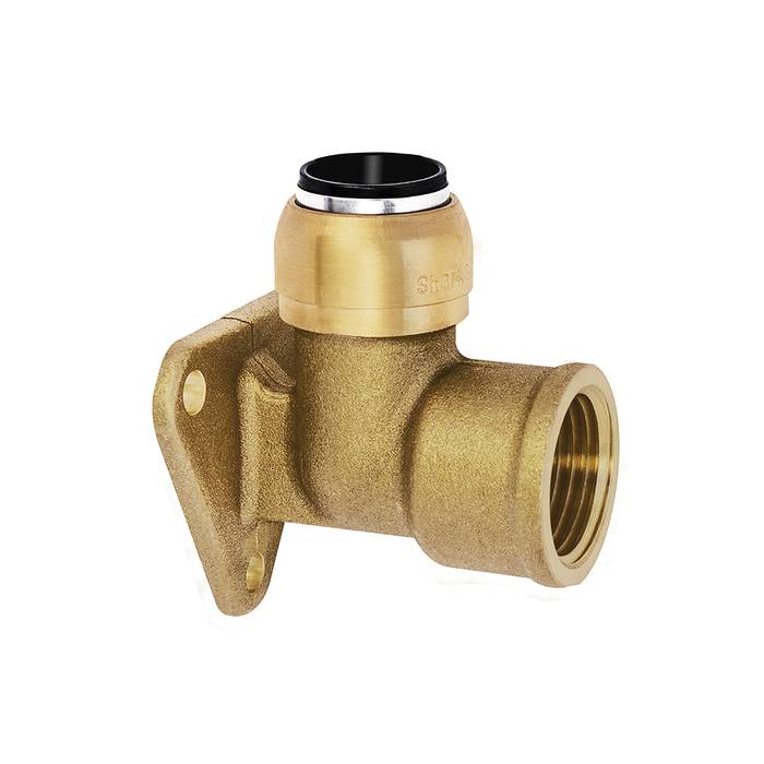 [117088] RIEGLER Wall bracket, brass, "sharkbite", G 1/2, for external pipe ø 15 mm