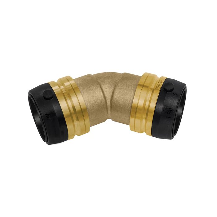 [117091] RIEGLER Angle connector 45°, brass, "sharkbite", for outer tube dia. 22 mm