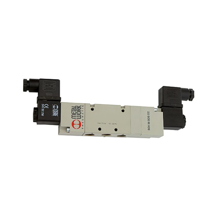 RIEGLER 5/3-way valve, electropneumatic, center closed, G 1/4, 24 V AC