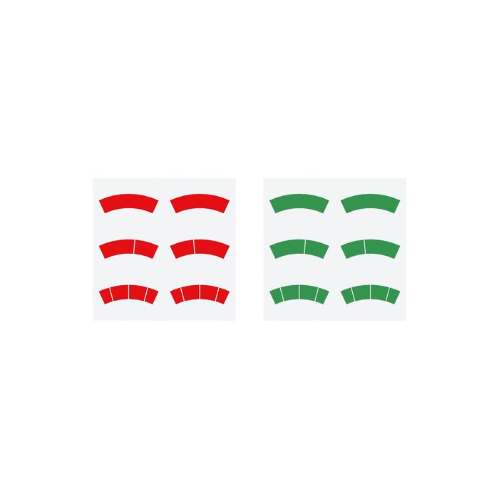 RIEGLER Aufkleber-Set, rote und grüne Kreisbögen, Ø-63, für Manometer