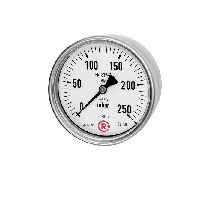 [199313] RIEGLER Capsule pressure gauge, G 1/2 rear centric, 0 - 400 mbar, Ø 100