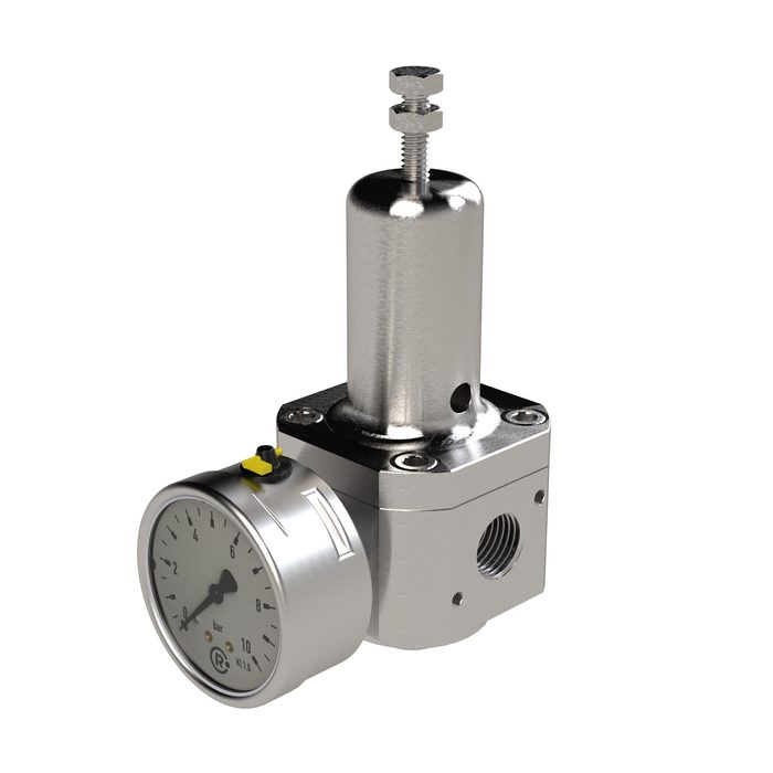 RIEGLER Edelstahl-Druckregler, 1.4404, nicht rückst., G 1/2, 0,5 - 8 bar