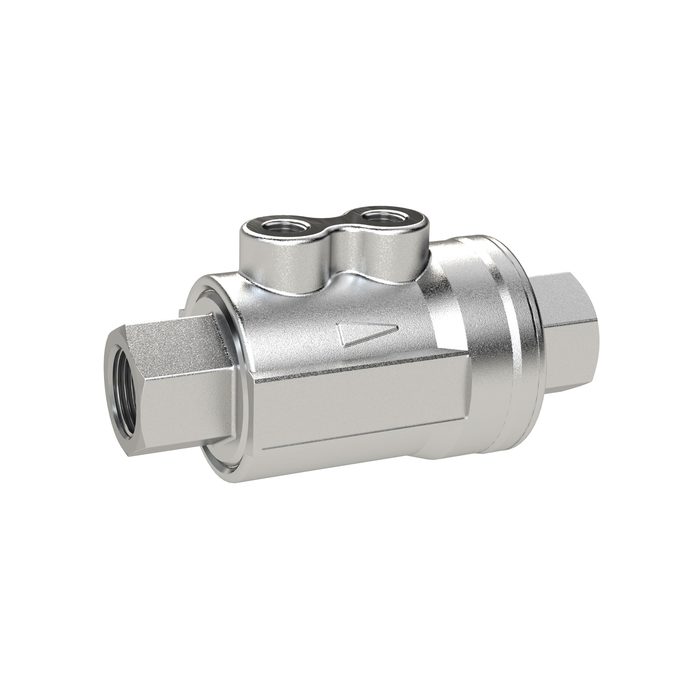 RIEGLER coaxial valve, pneumatically operated, double-twist MS nickel-plated FKM, Rp 3/8