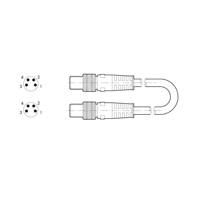 RIEGLER Verbindungskabel, M8 Stecker 0° / M8 Stecker 0°, 4-polig, 15 m