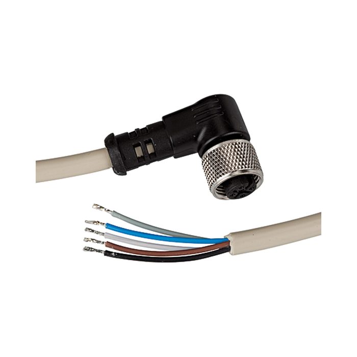 RIEGLER connection cable, M12 socket 90° / open end, 8-pin, A-coded, 5m