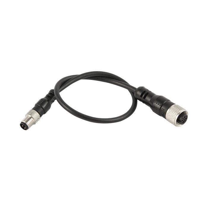RIEGLER connection cable, M8 plug 0° 4-p. / M12 socket 0° 8-p., 1 m