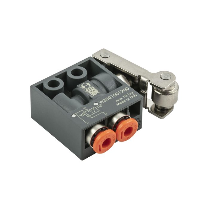 RIEGLER 3/2-way miniature valve mechanical, roller lever, NO, 4 mm lateral